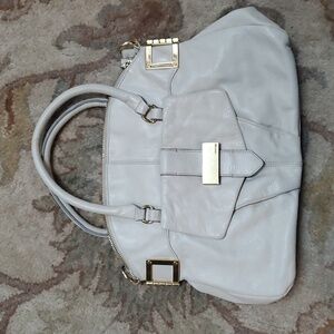 La Victoire white hinge satchel
